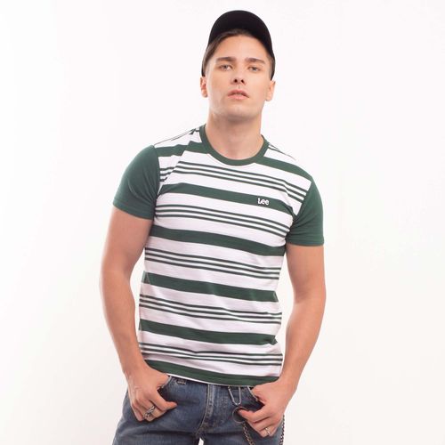 MENS REPEAT STRIPES TEE WITH CONTRAST SLEEVES