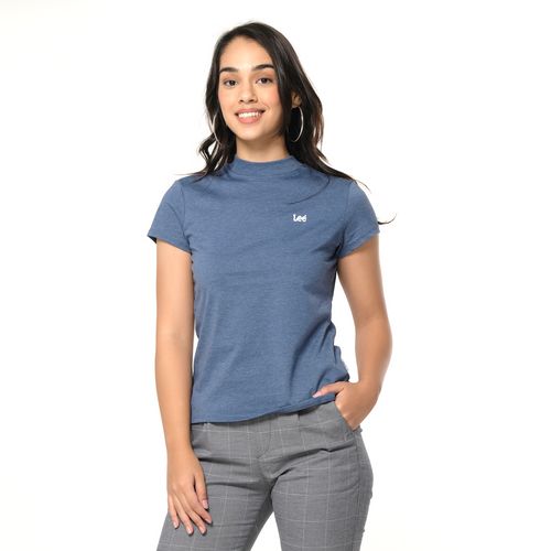WOMENS HIGH NECK TOP IN BLUE