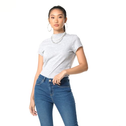 WOMENS HIGH NECK TOP IN GRAY