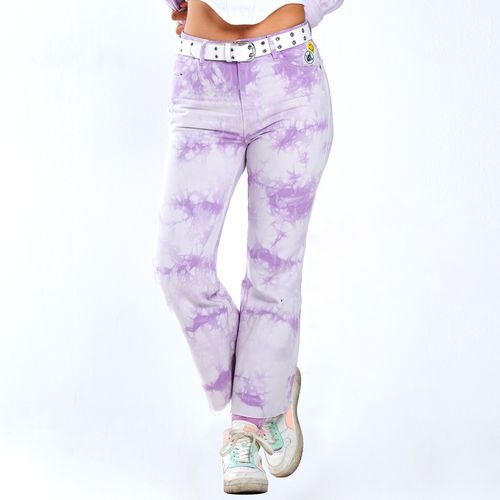 LEE X SMILEY® WOMENS TIE-DYE HIGH RISE FLARE JEANS