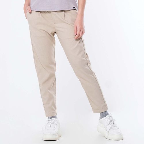 WOMENS SQUARE CHECKED TROUSERS IN BEIGE