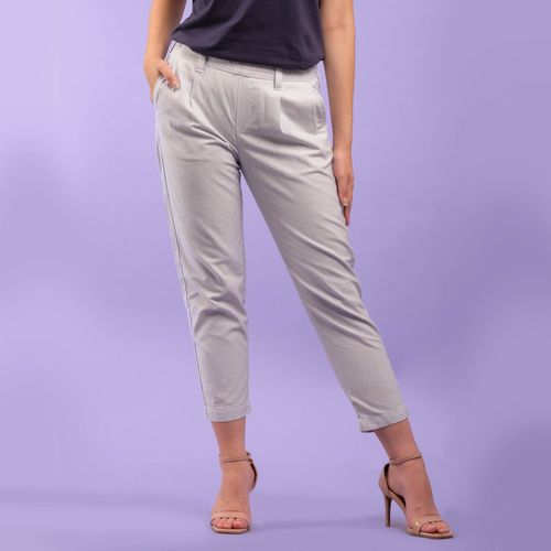 WOMENS TROUSERS IN DOBBY PINSTRIPES